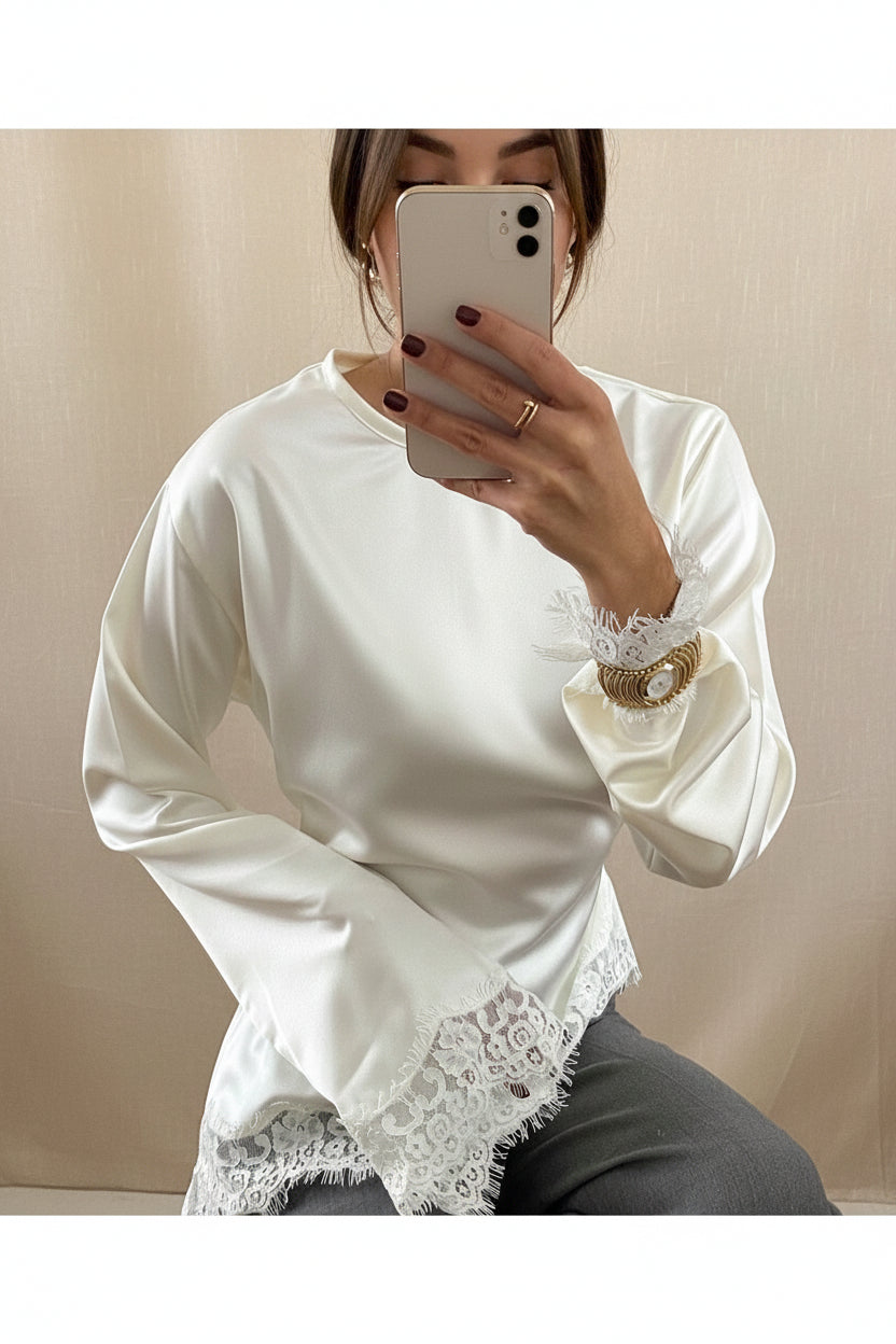 Round Neck Irregular Hem Long Sleeve T-Shirt for Women