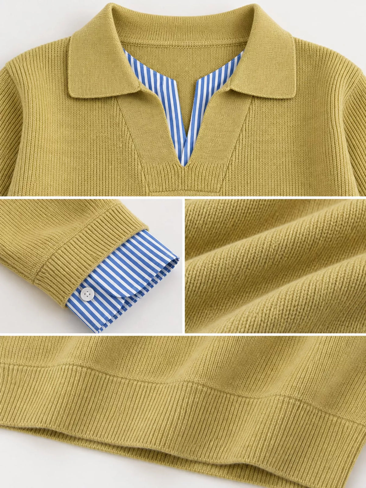 Plus Size Layered Look Striped Long Sleeve Sweater