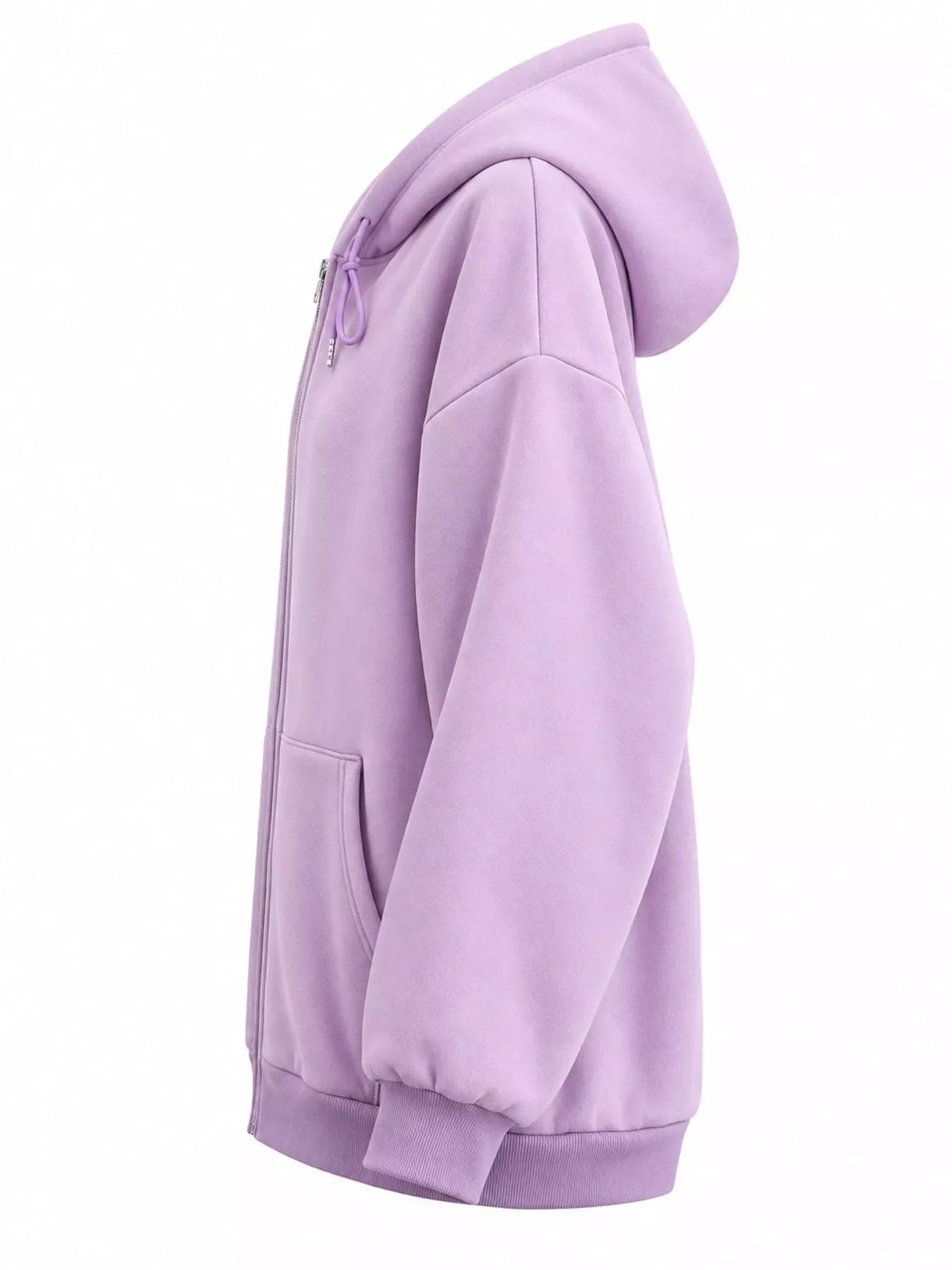 Full Size Oversized Solid Zip-Up Hoodie with Drawstring Plus Size