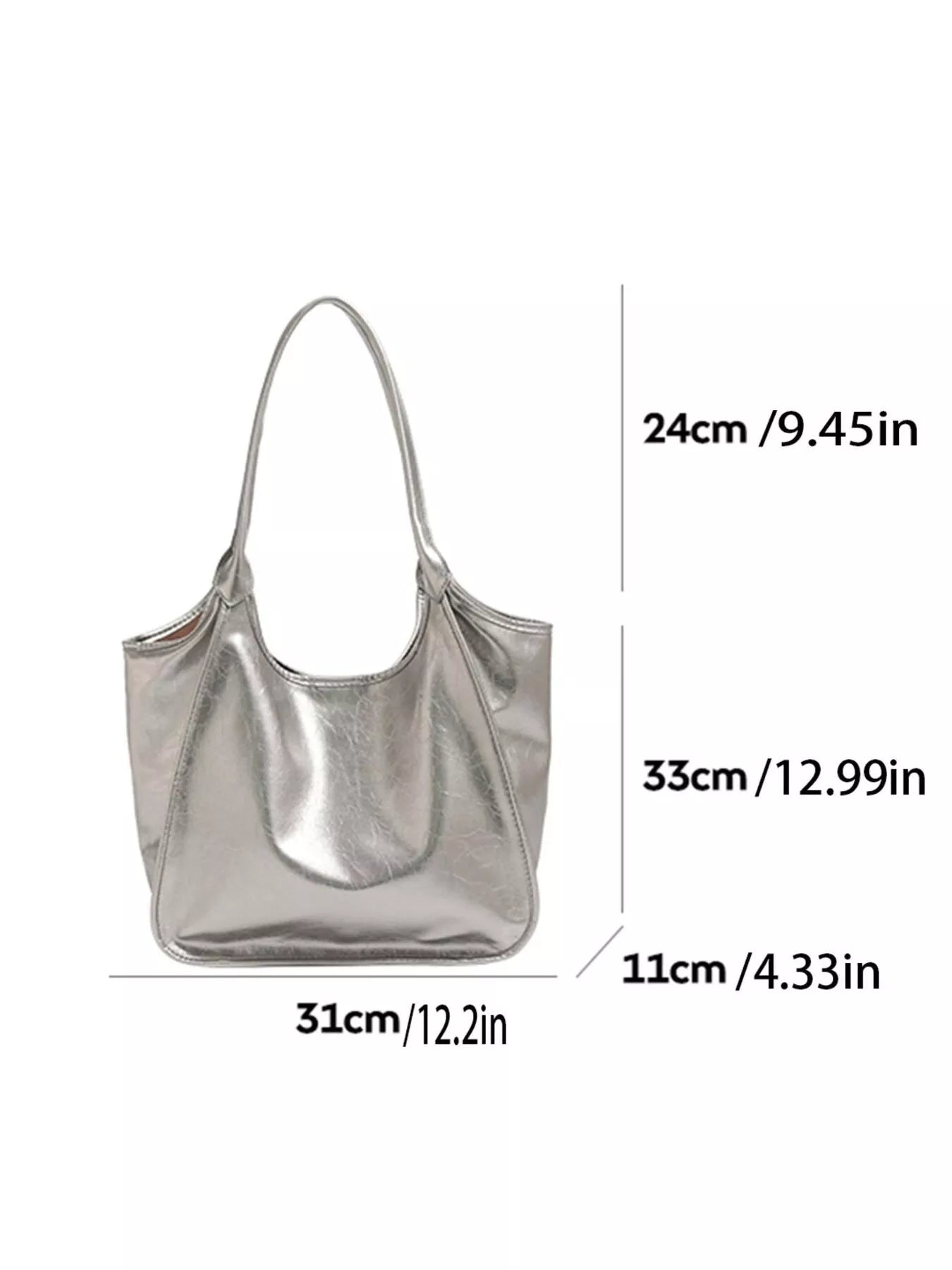 Metallic PU Leather Tote Bag