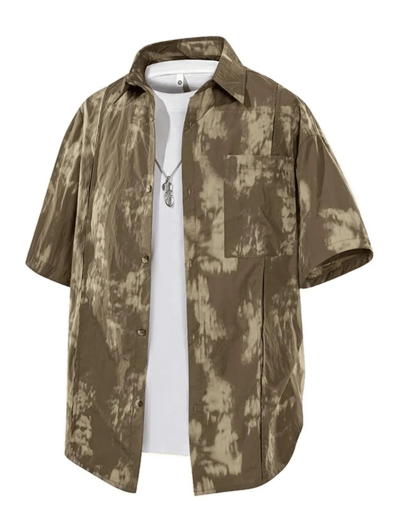 Men's Plus Size Tie-Dye Print Casual Short Sleeve Shirt