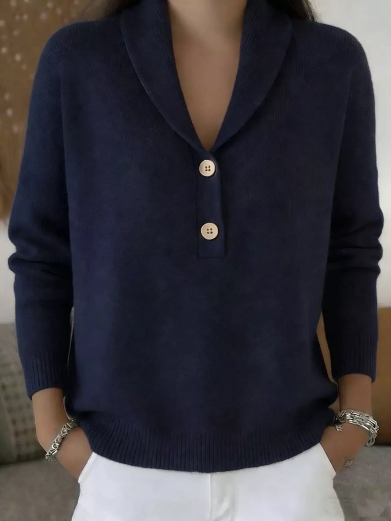 Button Detail Long Sleeve Sweater