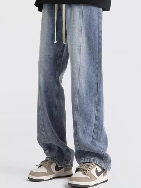 Men's Full Size Vintage Wash Wide Leg Jeans Plus Size