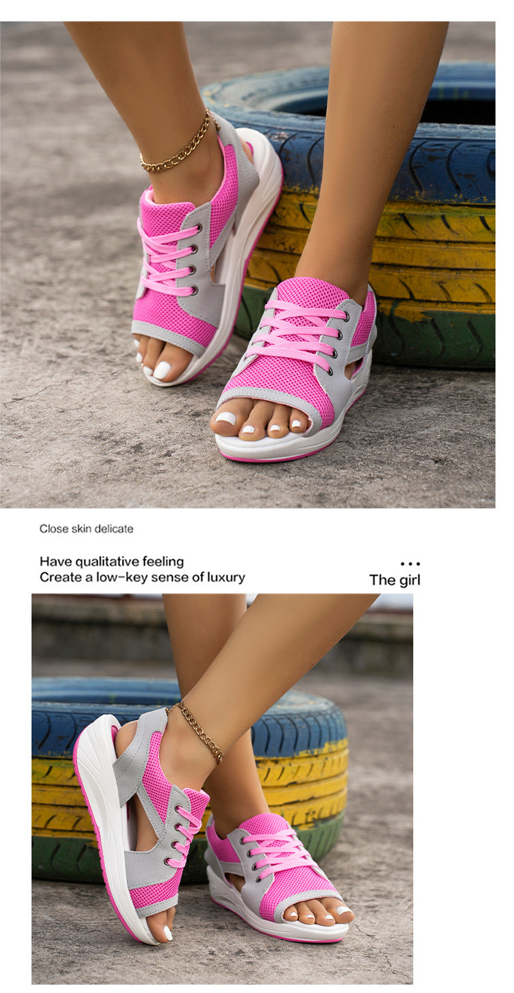 Lace Up Wedge Sandals