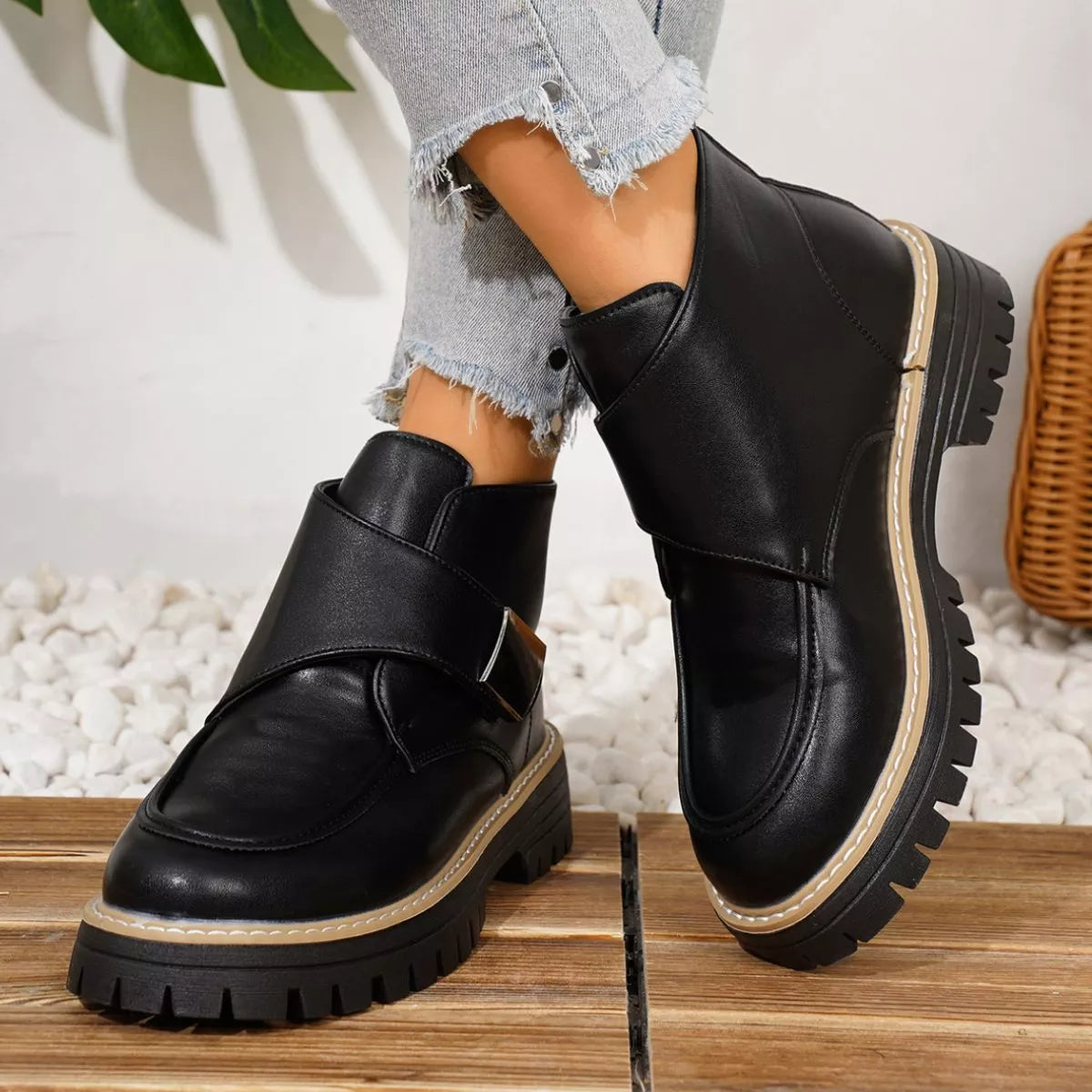 Round Toe Block Heels Boots