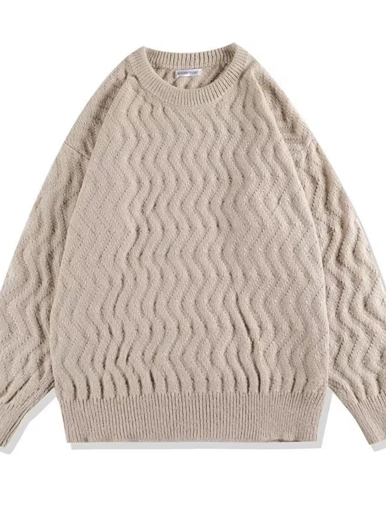 Men's Textured Wave Knit Sweater