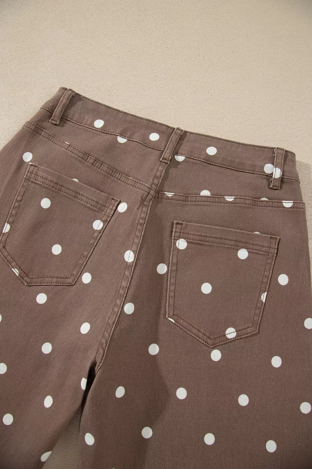 Tailored Seam Polka Dot Print Barrel Casual Jeans