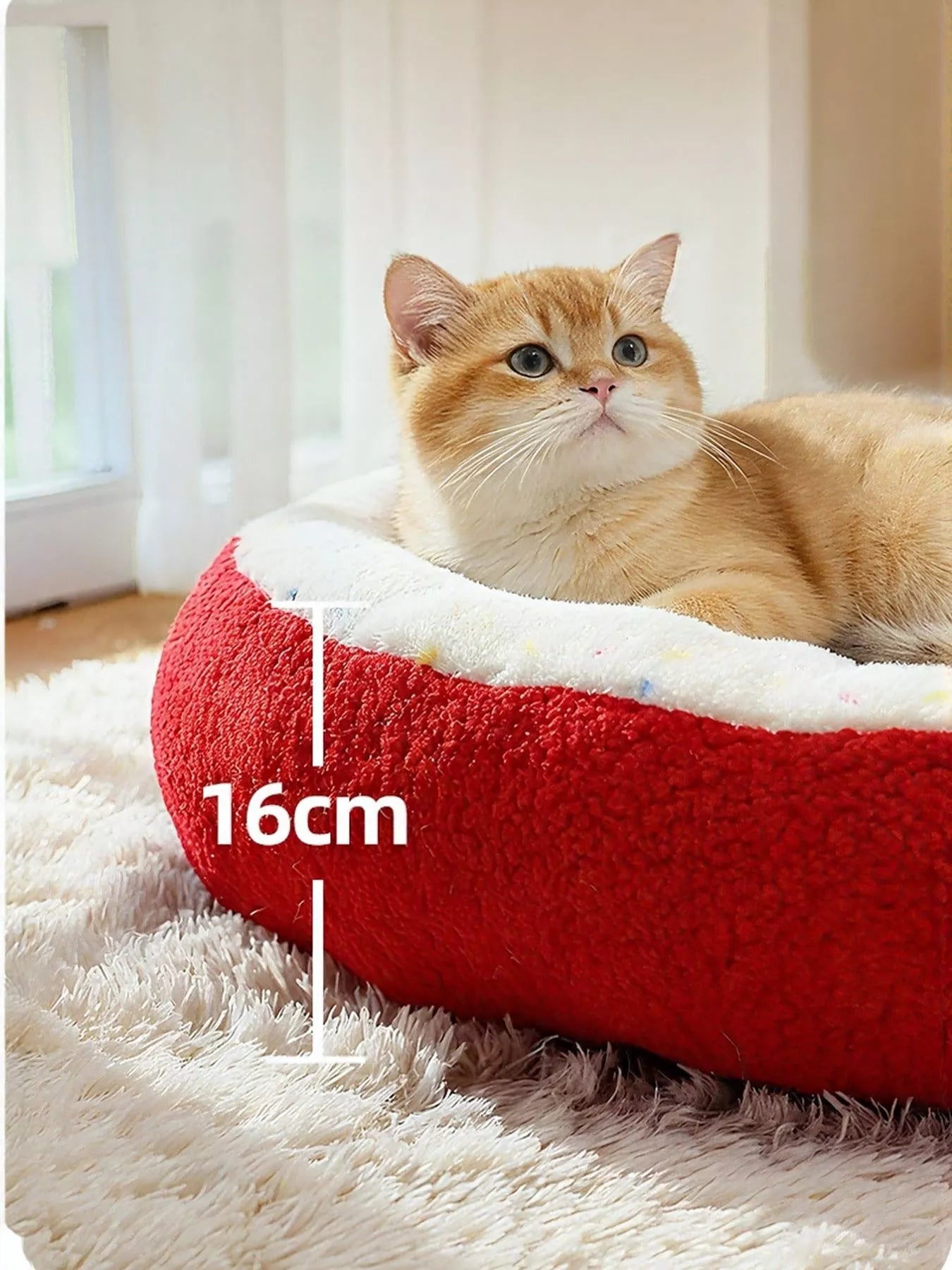 Cartoon Apple Shape Pet Nest with Plush Arms