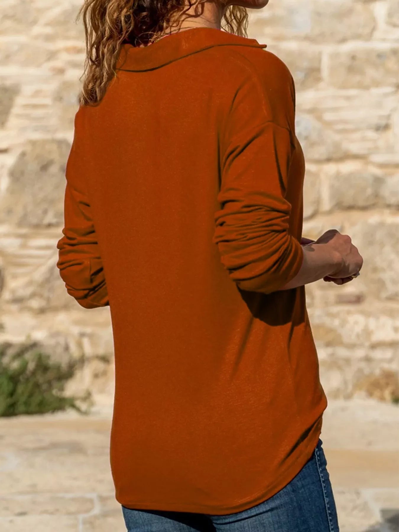 Johnny Collar Long Sleeve Top
