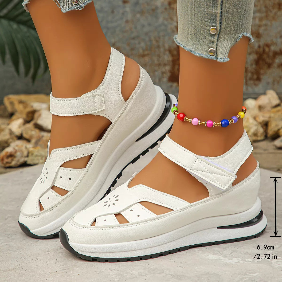 Cutout Wedge Sandals