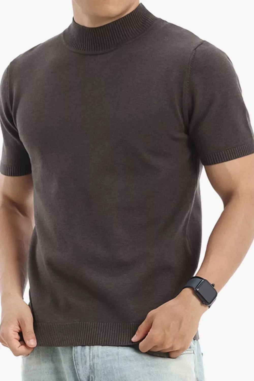 Men's Plus Size Slim Fit Short Sleeve Sweater