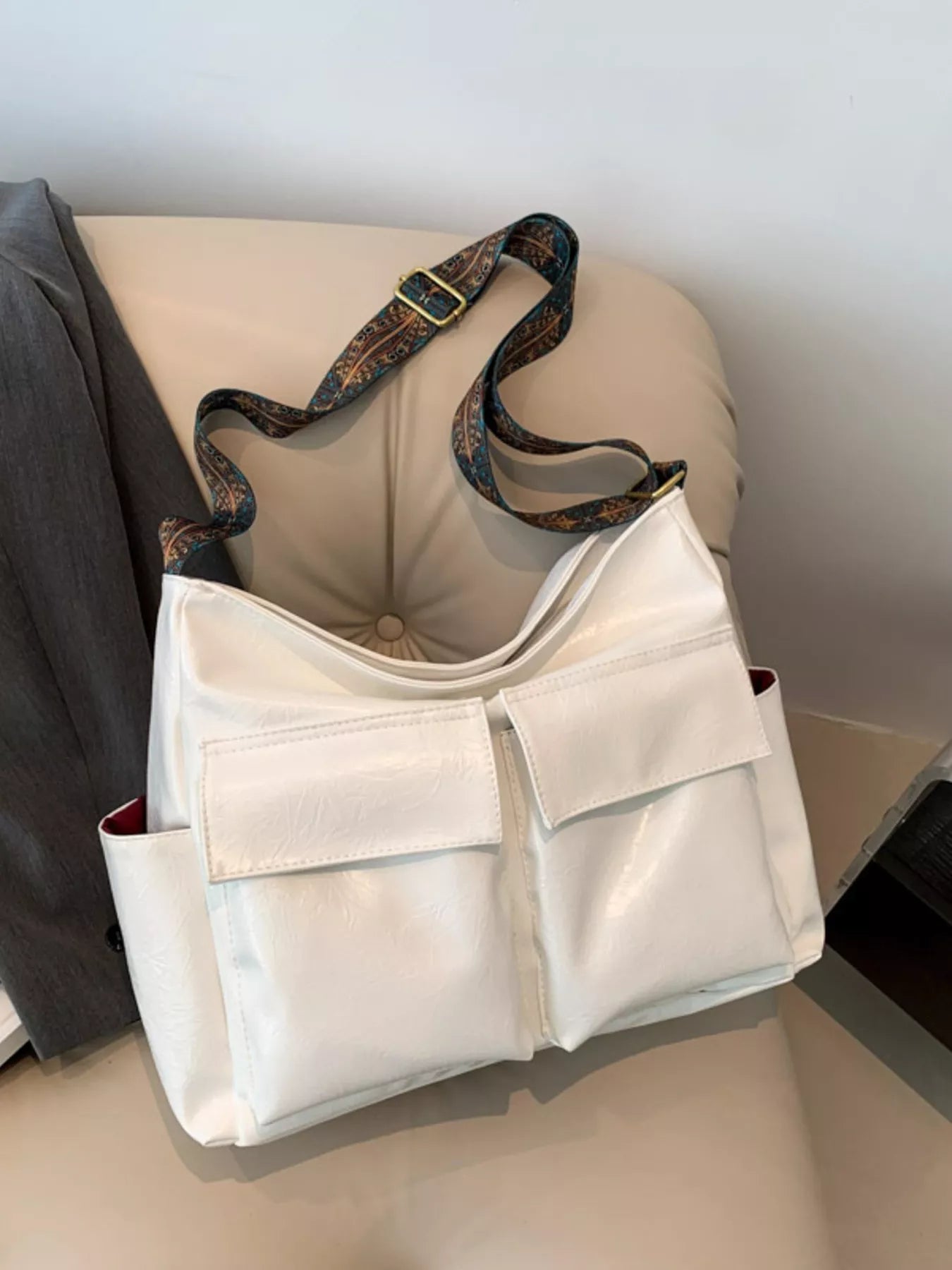 Adjustable Strap Multi Pocket Handbag