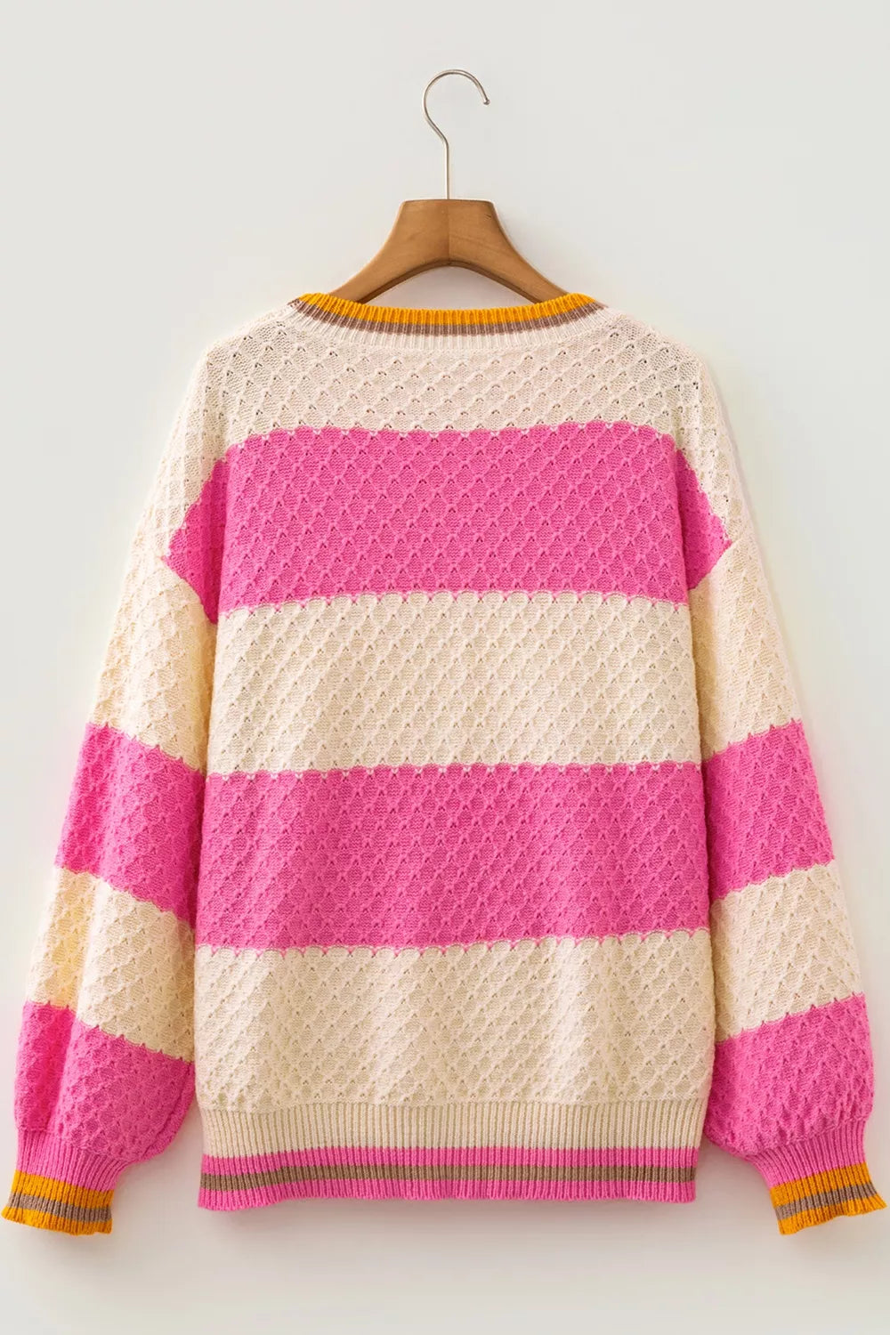 Stripe Striped Colorblock Texture Drop Shoulder Sweater