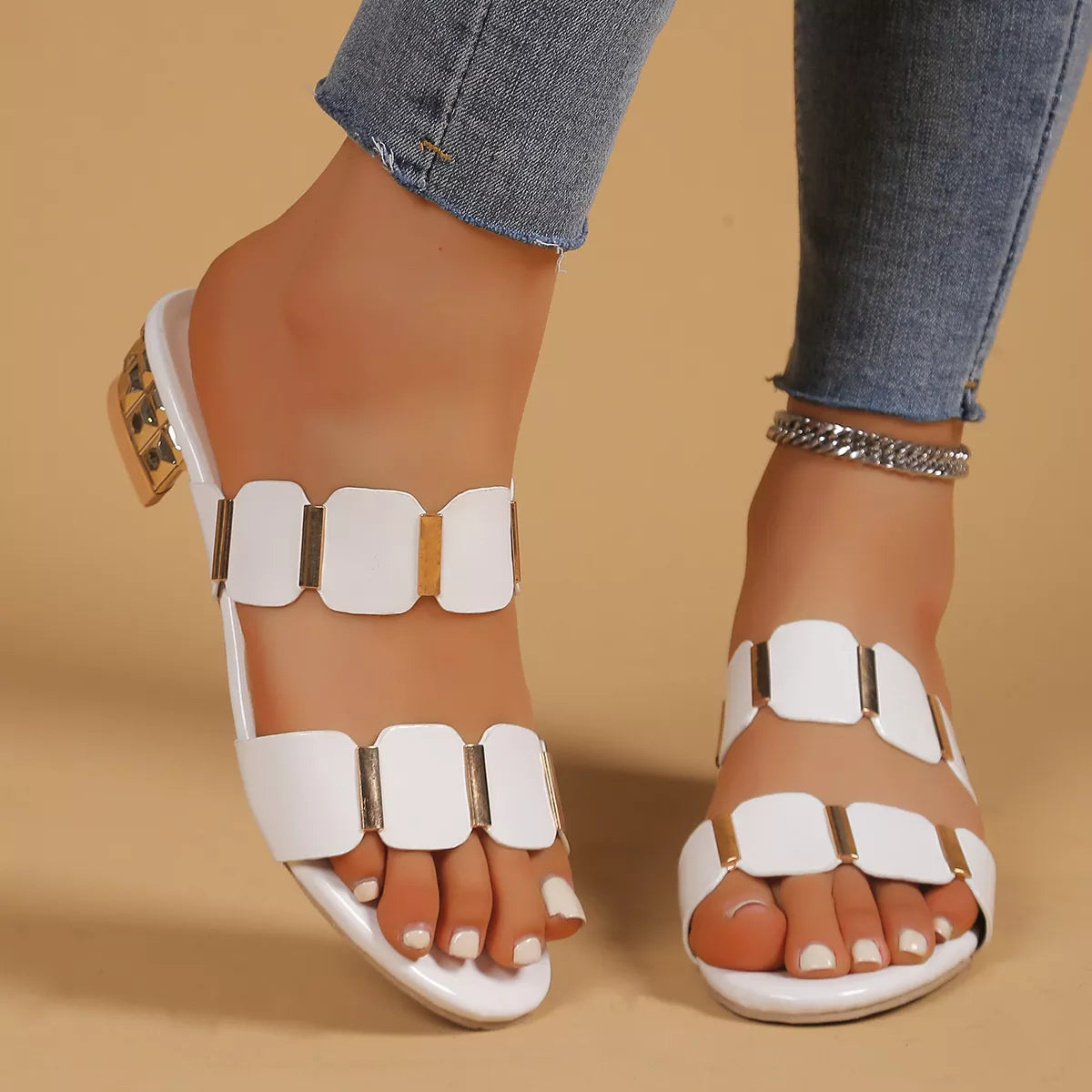 Open Toe Block Heels Sandals