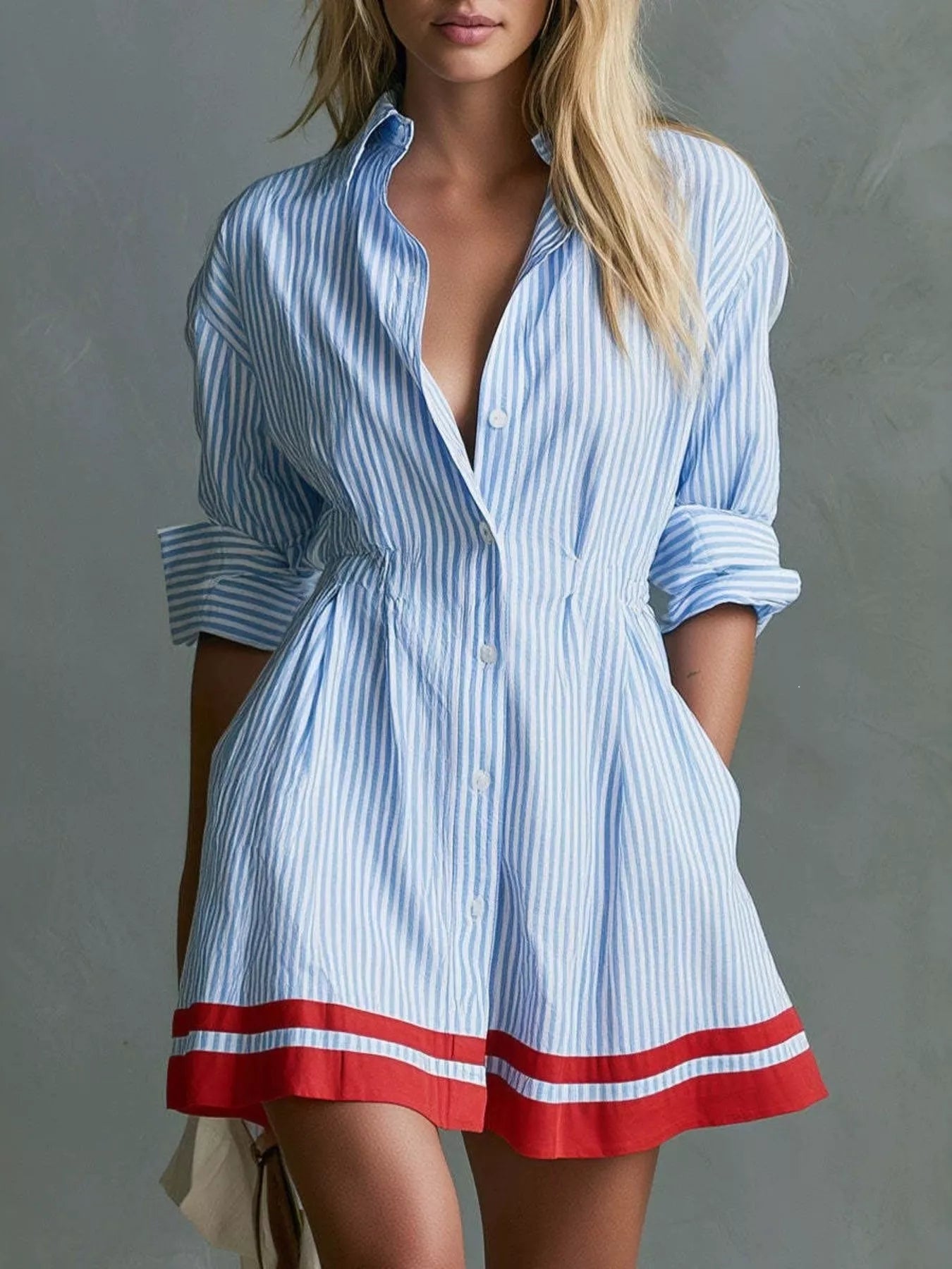 Striped Long Sleeve Shirt Dress