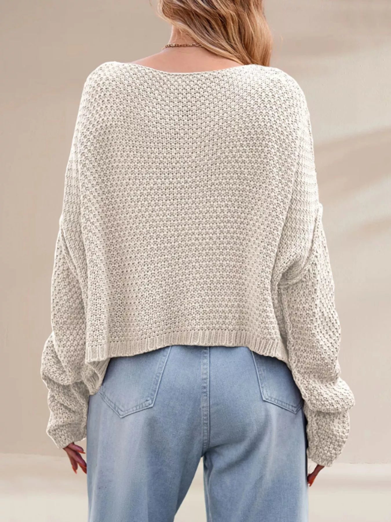 Cable Knit Dropped Shoulder Sweater