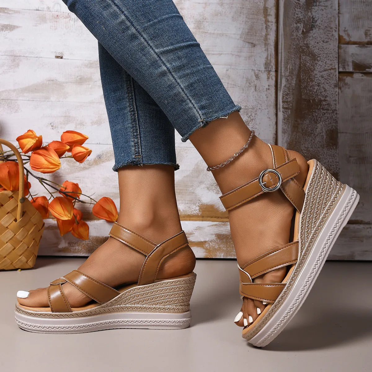 Open Toe Platform Wedge Sandals