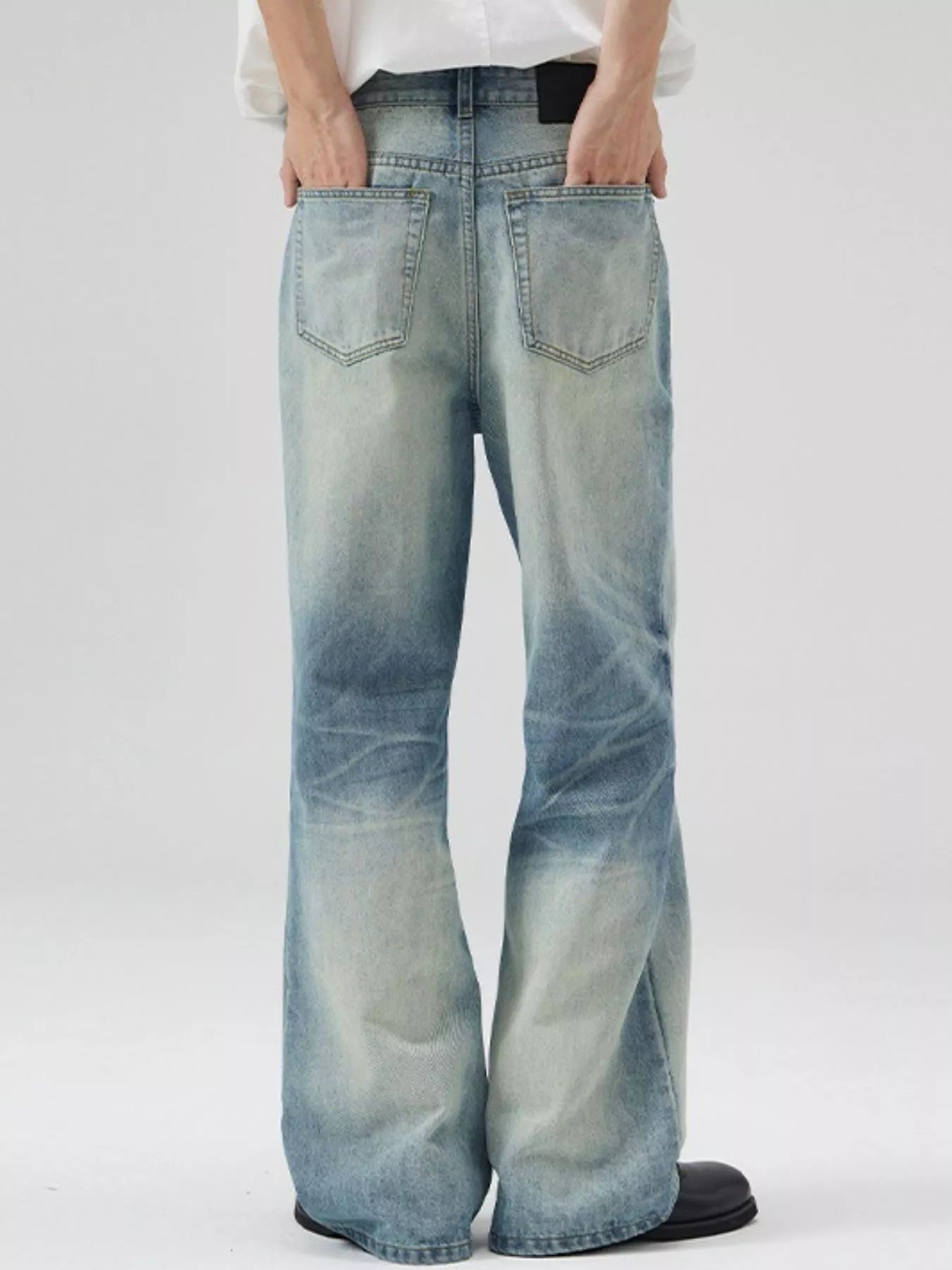 Men's Full Size Vintage Wash Flare Jeans Plus Size