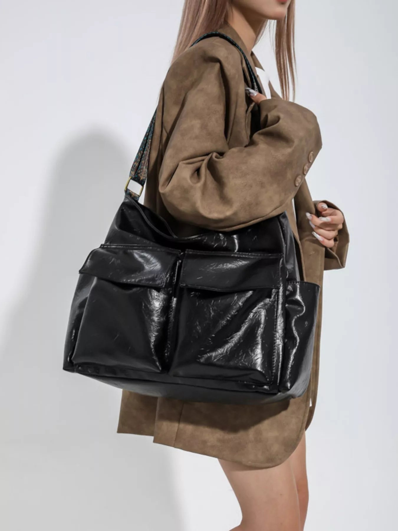 Adjustable Strap Multi Pocket Handbag