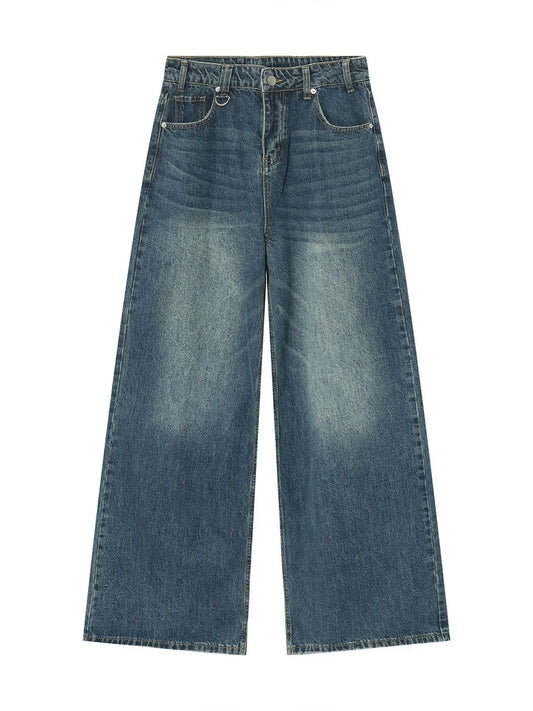 Men's Full Size Vintage Wash Wide Leg Jeans Plus Size