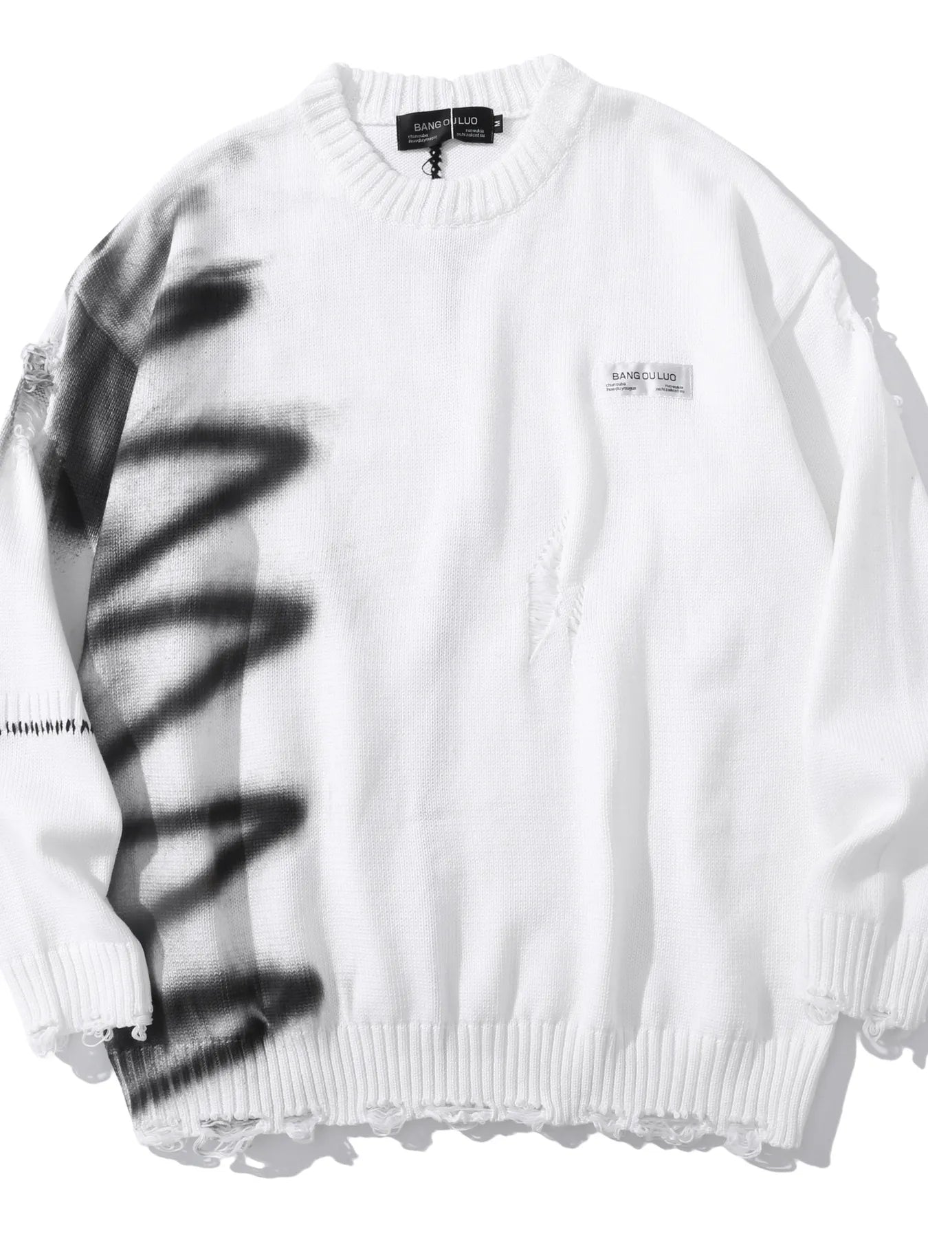 Men's Distressed Oversized Knit Sweater