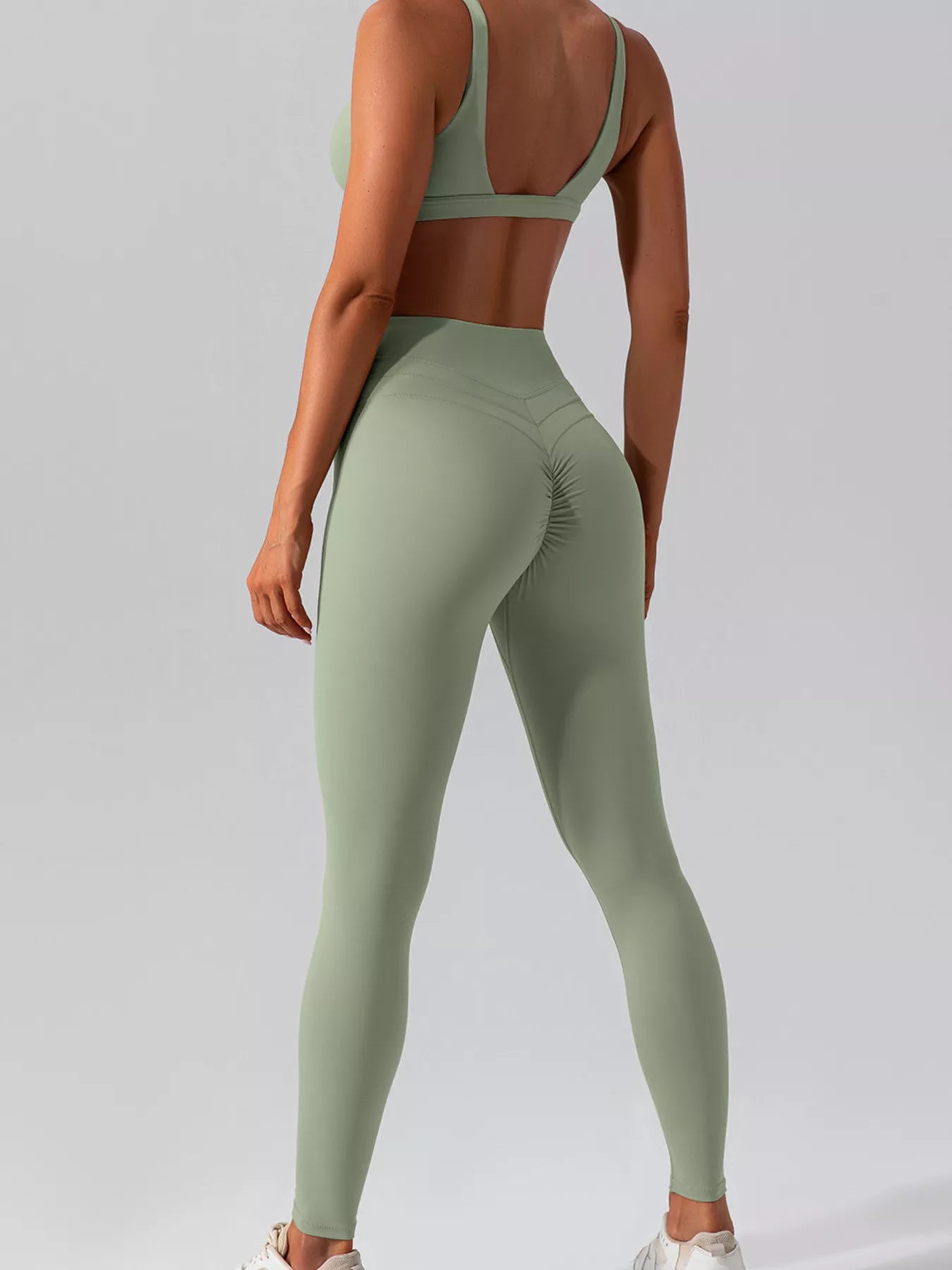 V-Neck Tank and High-Waisted Seamless Pants Active Set