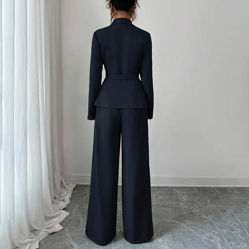 Women's 2-Piece Pants Suit, Long Sleeve Blazer & Straight Pant Casual Office Set (see size chart under more details)