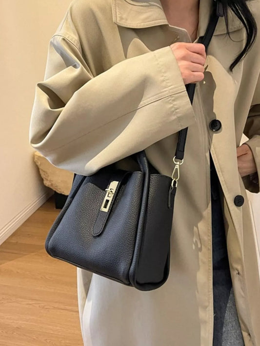 Leather Bucket Crossbody Bag
