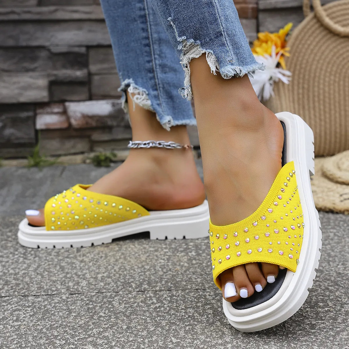 Rhinestone Open Toe Sandals