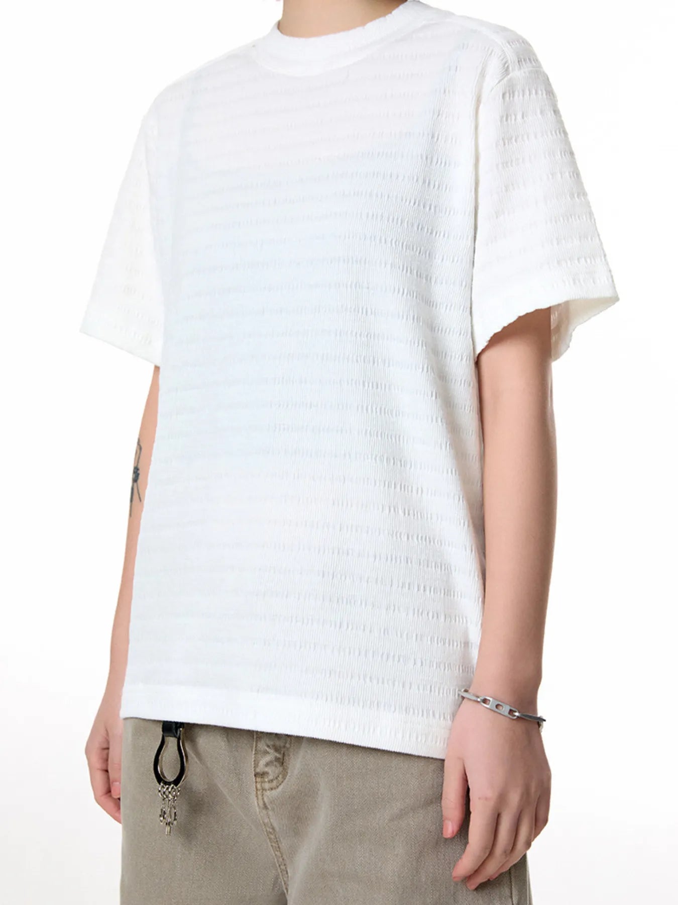 Men's Textured Knit Crew Neck T-Shirt