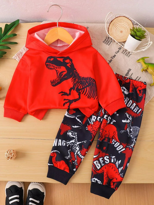 Children's Dinosaur Long Sleeve Hoodie and Pants Set