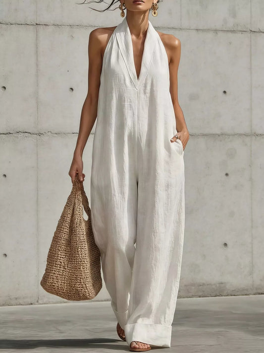 Full Size Halter Neck Wide-Leg Jumpsuit Plus Size