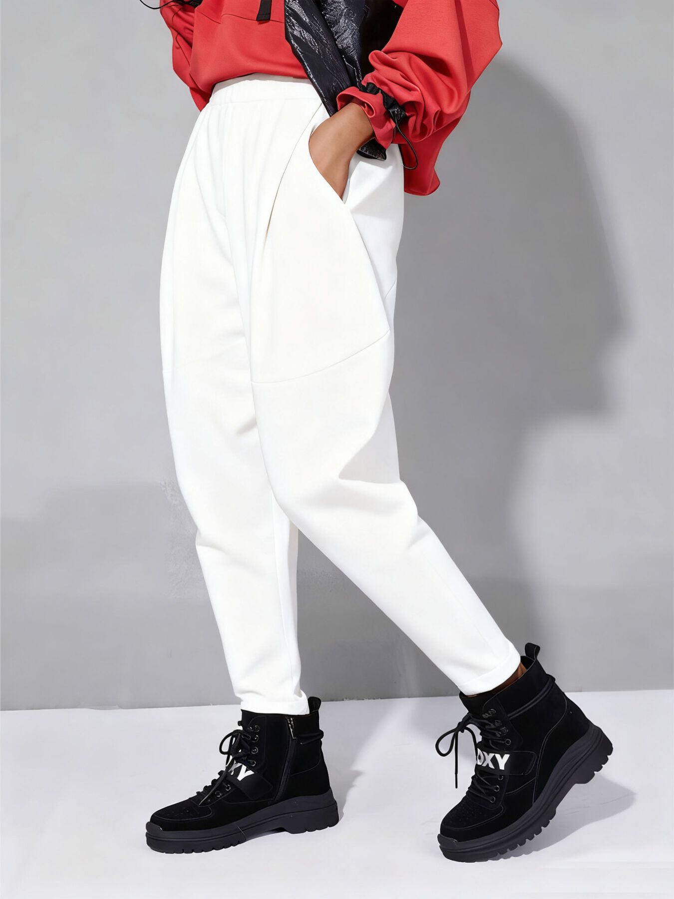 Loose Fit Harem Pants with Pockets