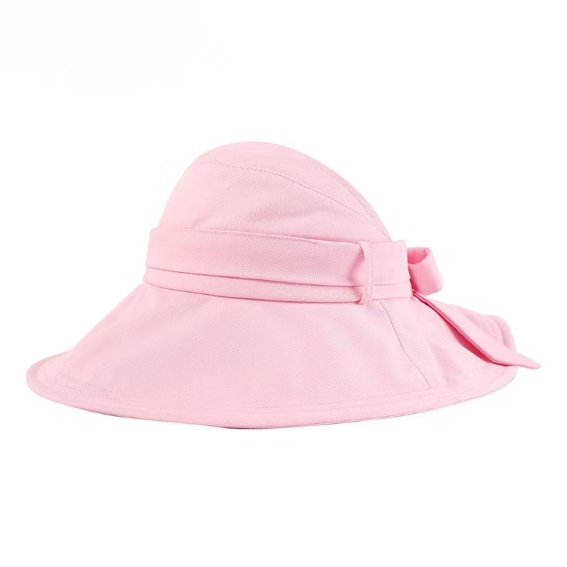 Wide Brim Sun Visor Hat with Ribbon