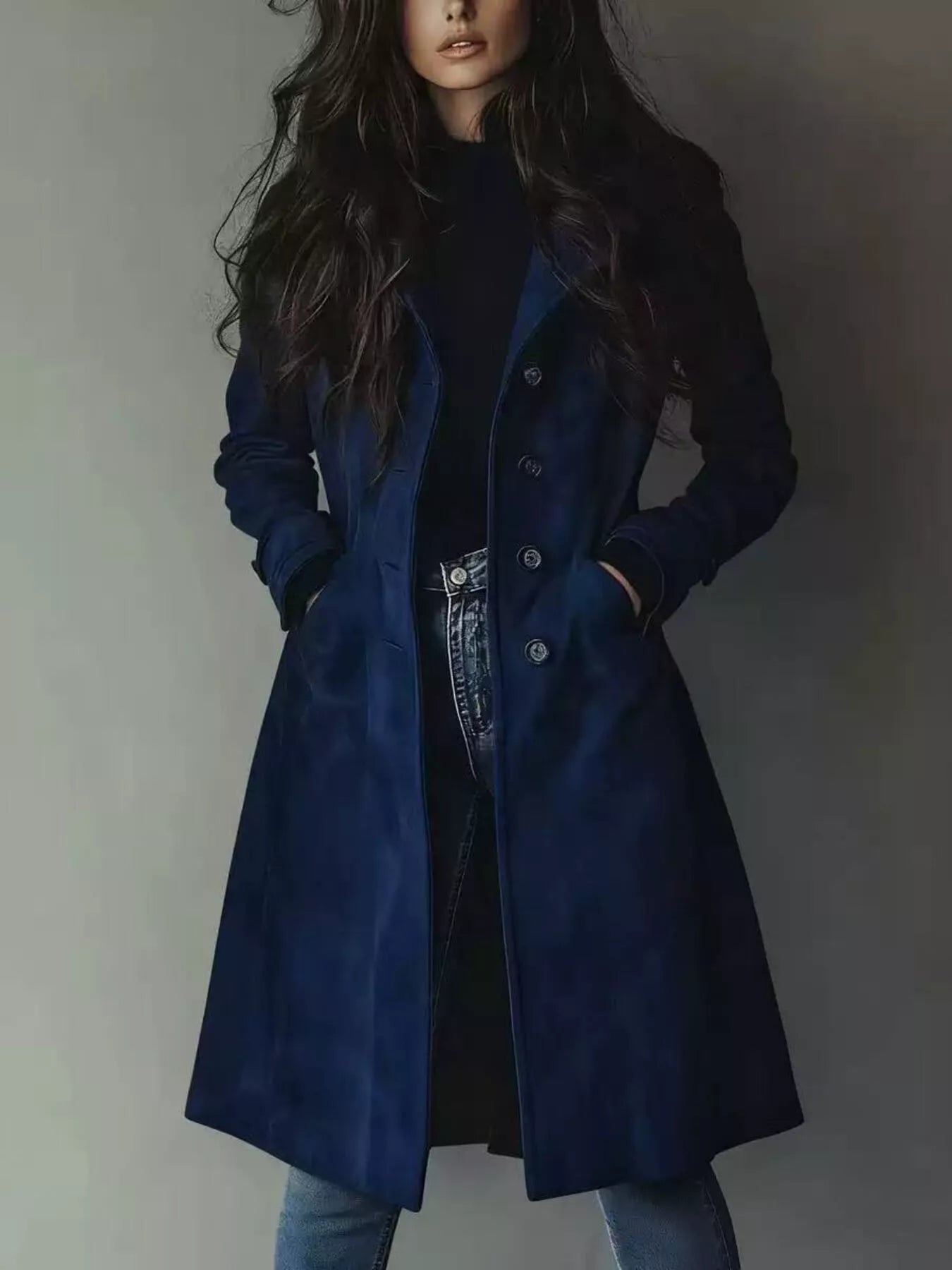 Button Up Longline Trench Coat