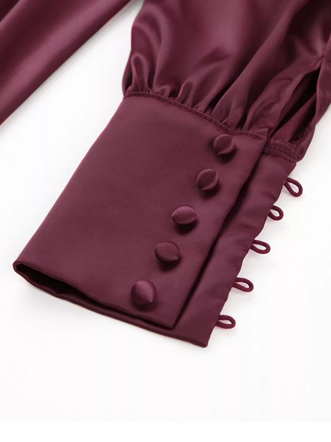 Elegant V-Neck Puff Sleeve Button-Down Midi Dress