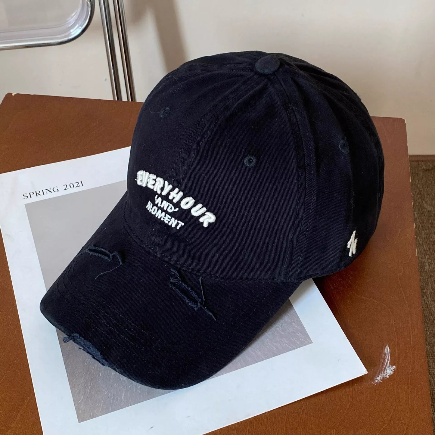 Distressed Embroidered Baseball Cap