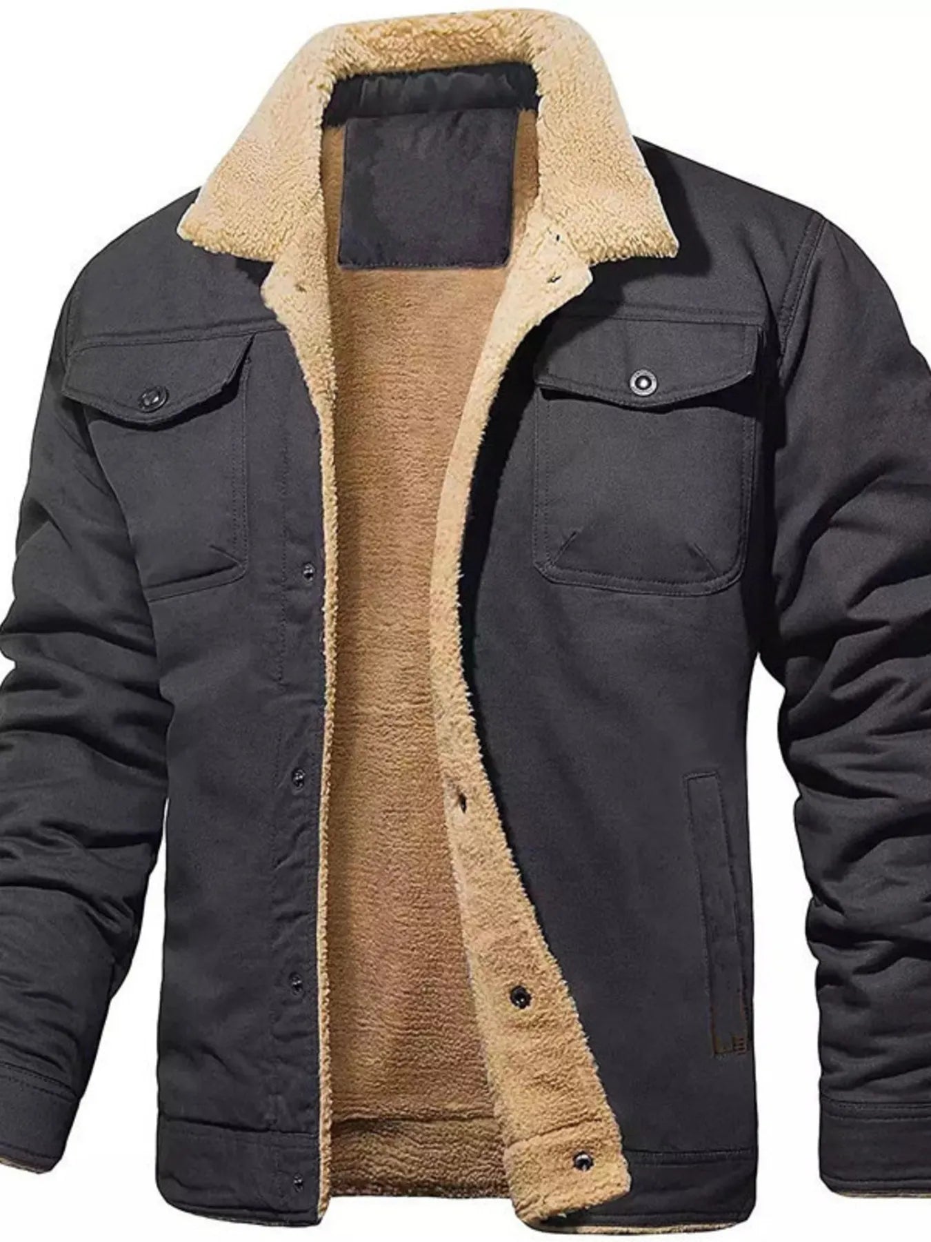 Men's Full Size Sherpa Lined Long Sleeve Jacket Plus Size