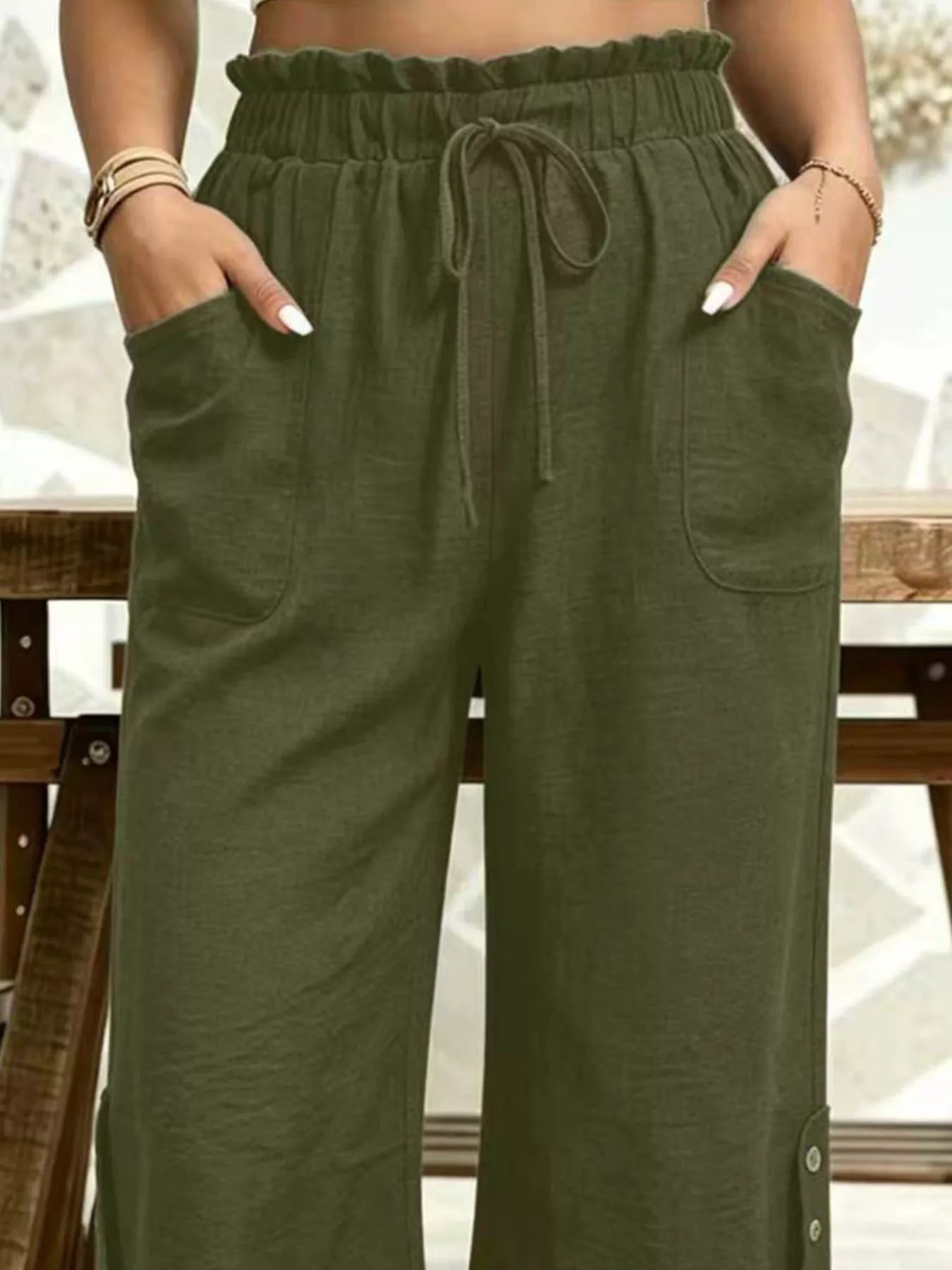 High-Waisted Drawstring Capris