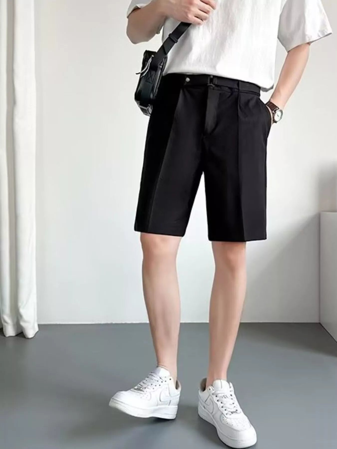 Men's Full Size Pleated Detail Shorts Plus Size