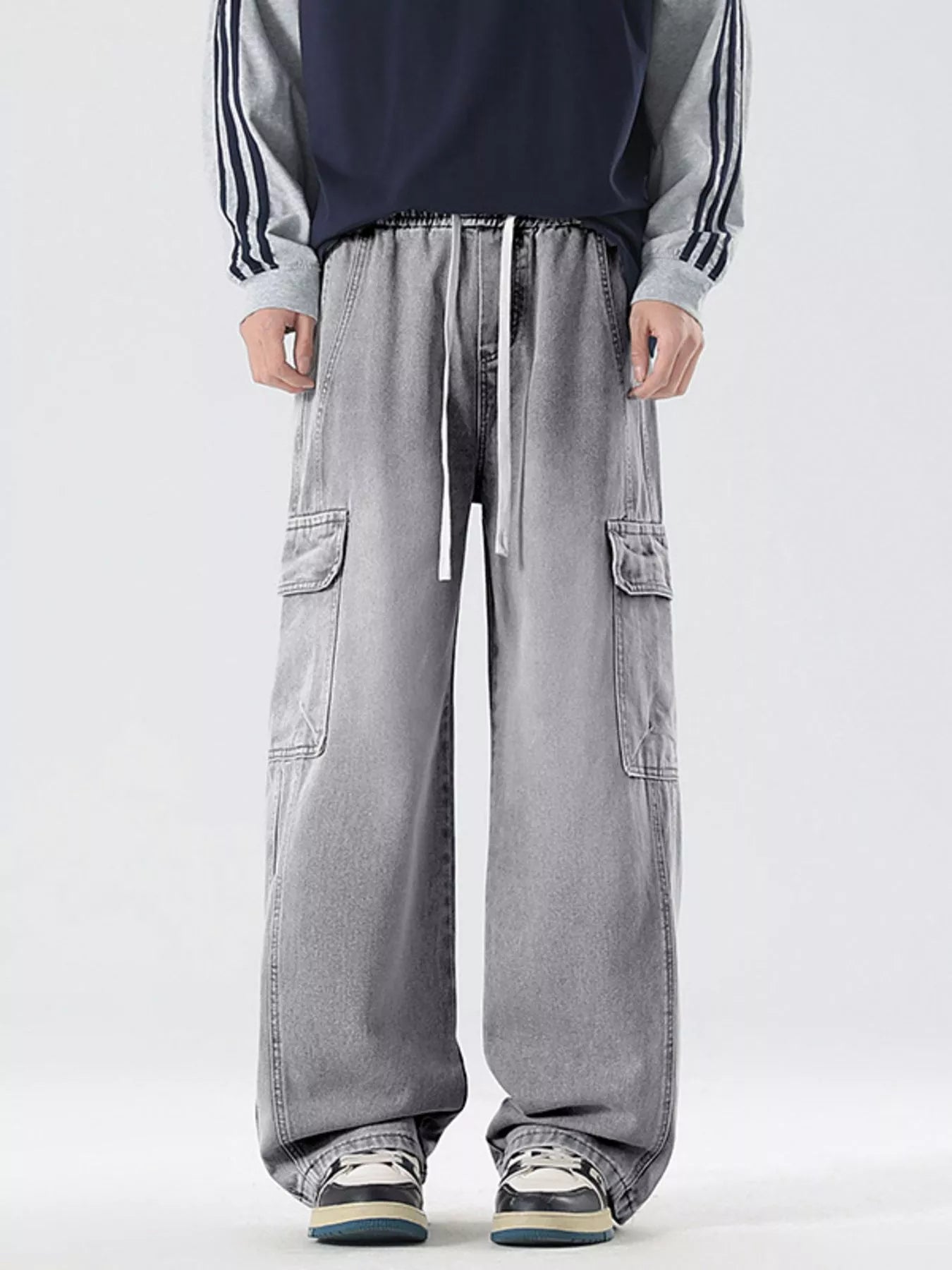 Men's Full Size Wide Leg Cargo Jeans Plus Size
