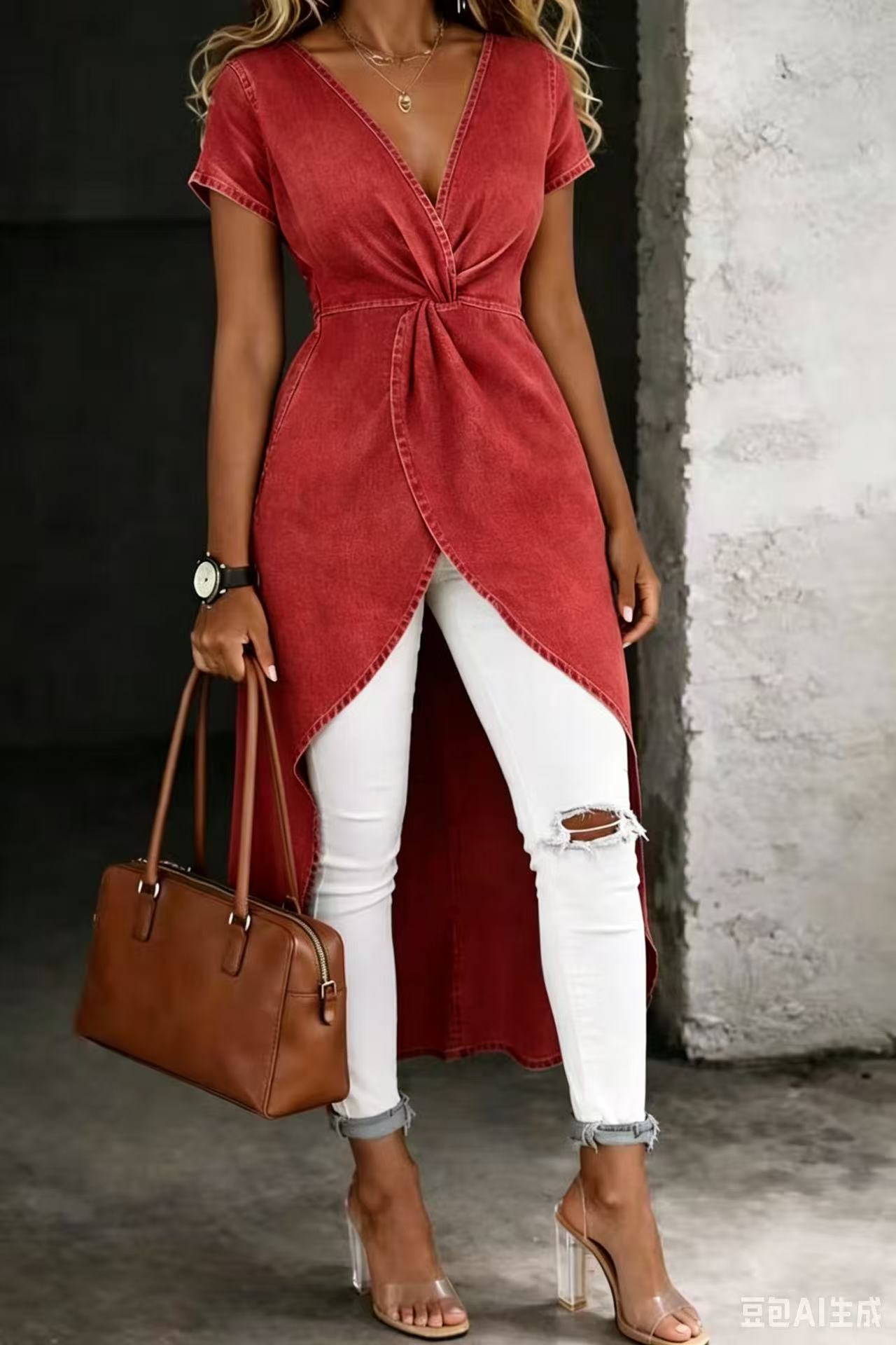 Short-Sleeve Top & Wrap Slit Flared Midi Skirt Set | 8 Colors S–5XL