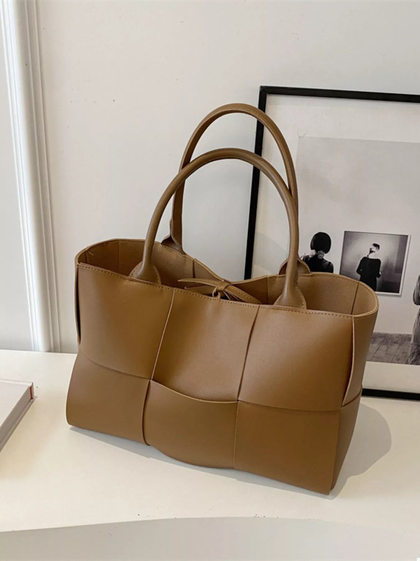 Woven Leather Tote Bag