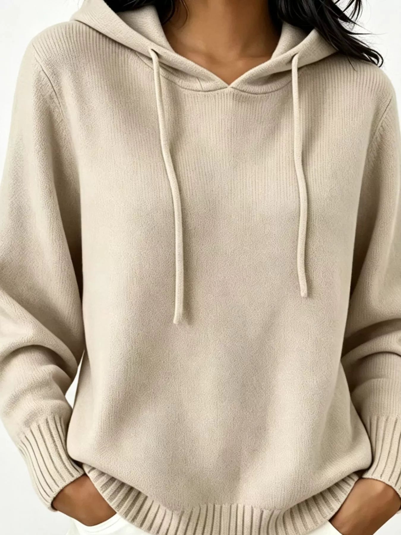 Cozy Ribbed Long‑Sleeve Hooded Sweater