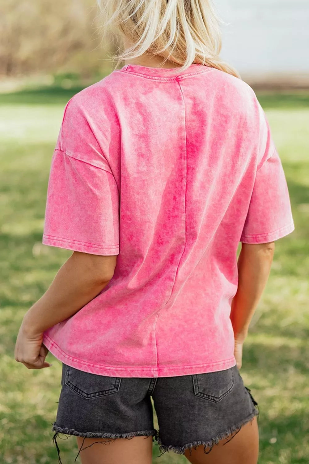 Solid Color Cotton Mineral Washed Oversize Tee