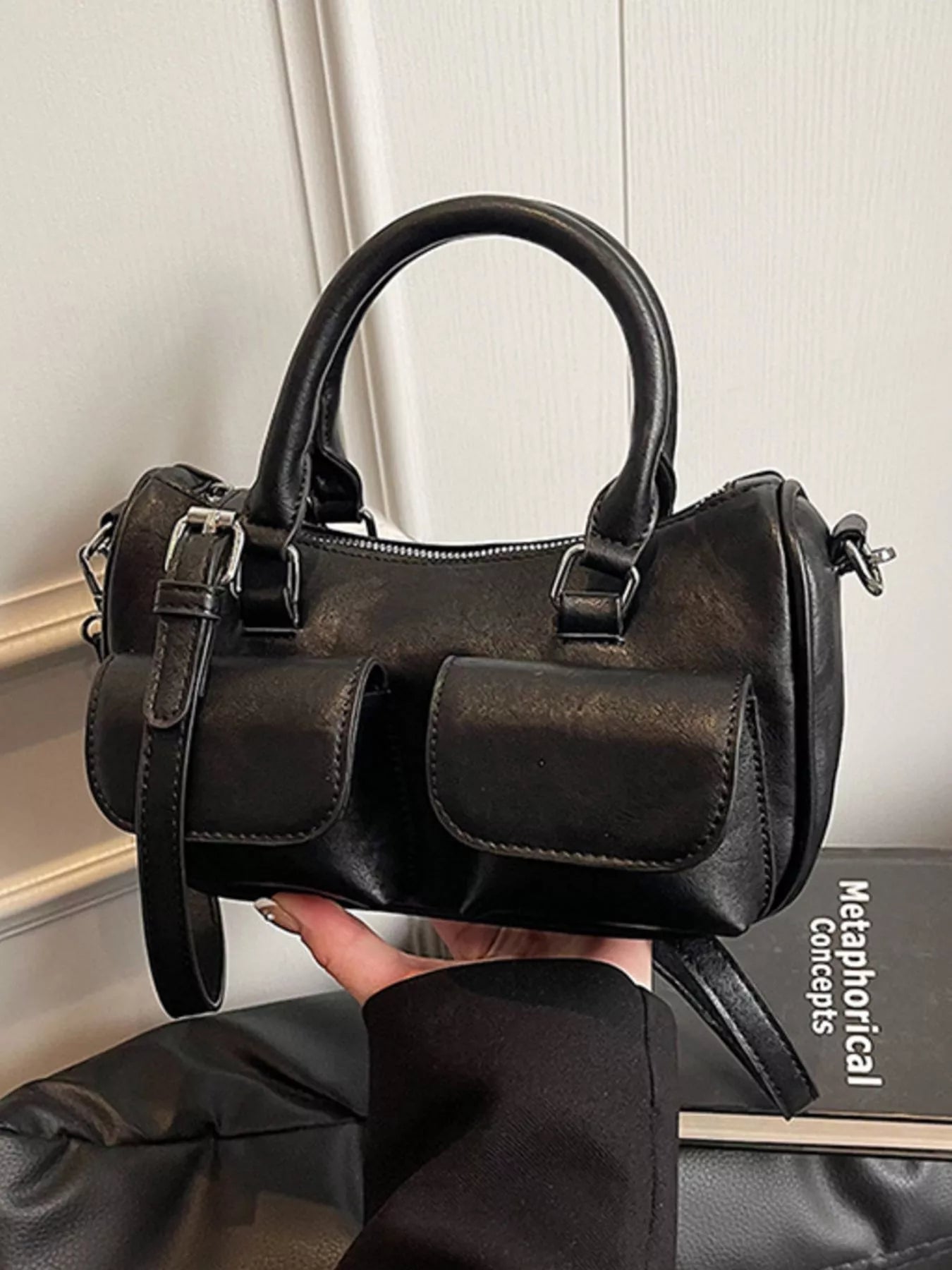 PU Leather Vintage Boston Handbag