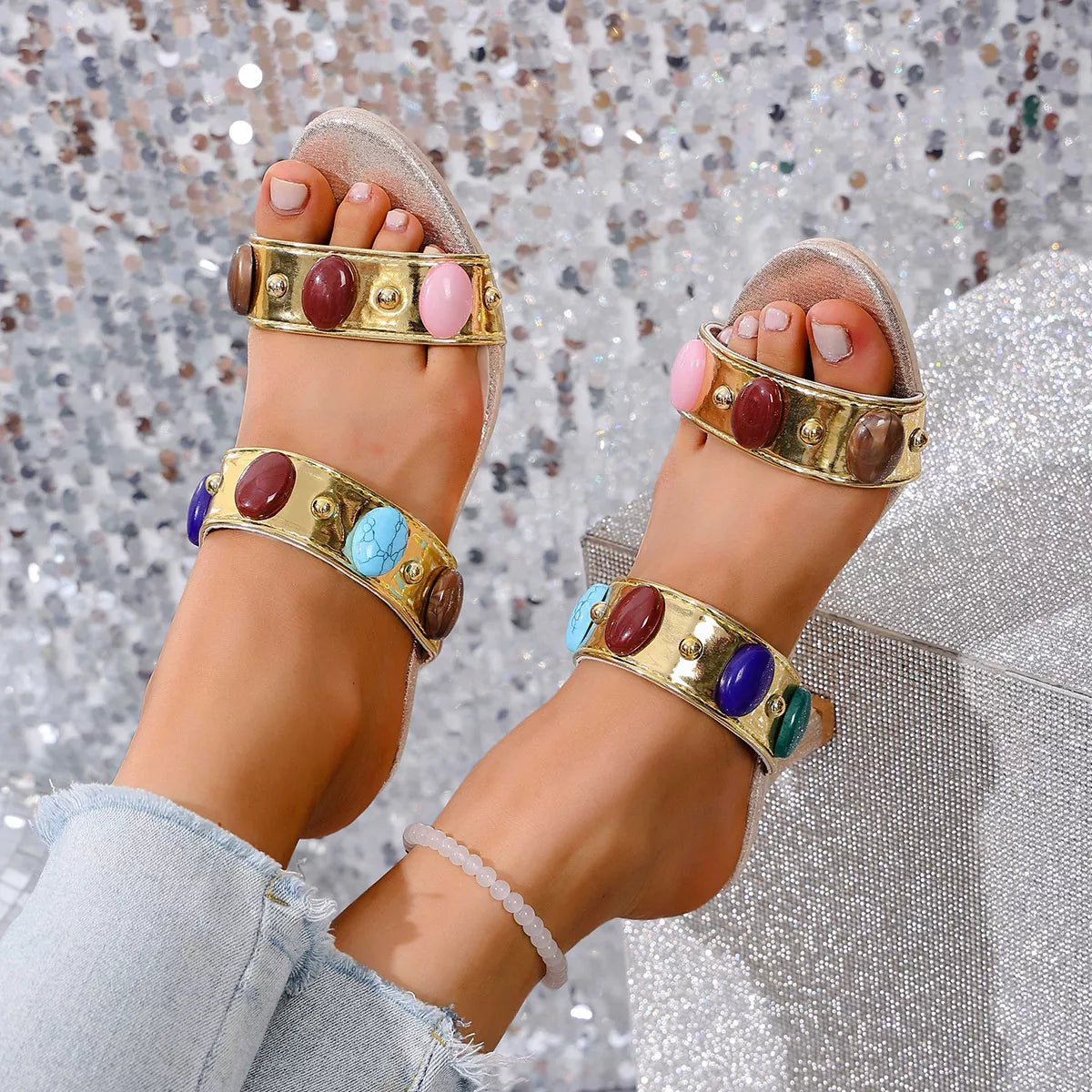 Open Toe Block Heels Sandals
