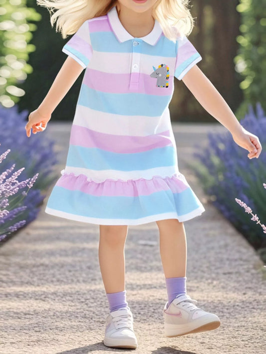 Children's Striped Unicorn Polo Dress