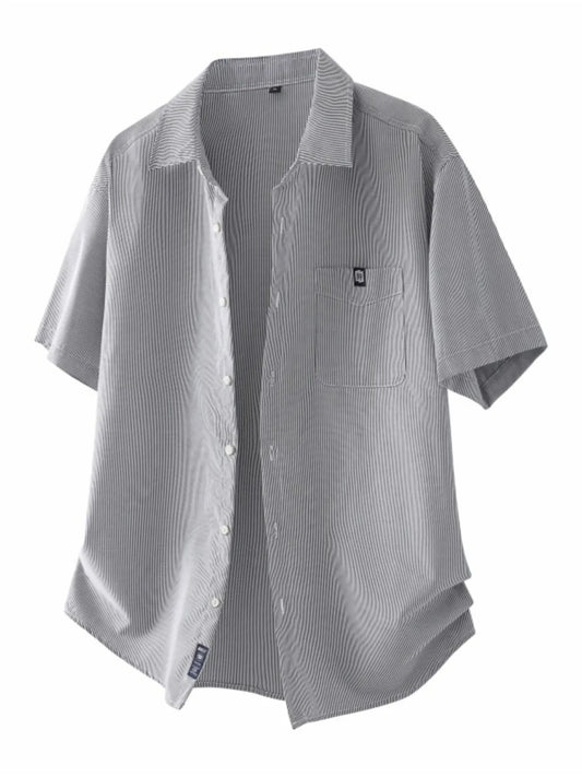 Men's Plus Size Casual Striped Short Sleeve Shirt