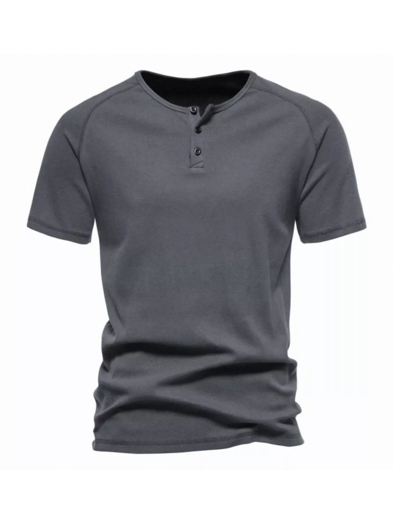 Men's Plus Size Button Detail Casual Henley T-Shirt
